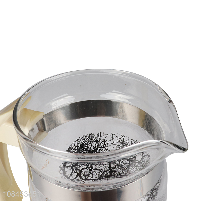 Hot selling 1.4L flower decal high borosilicate glass kettle water jug