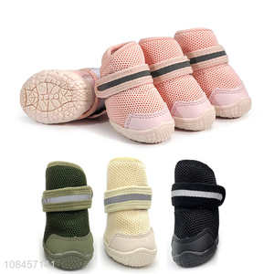 Hot selling cosy soft breathable flyknit fabrics dog shoes dog booties