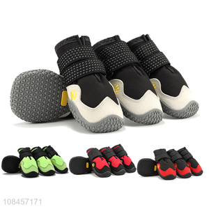 Good quality anti-slip dog shoes waterproof doog boots with reflective straps