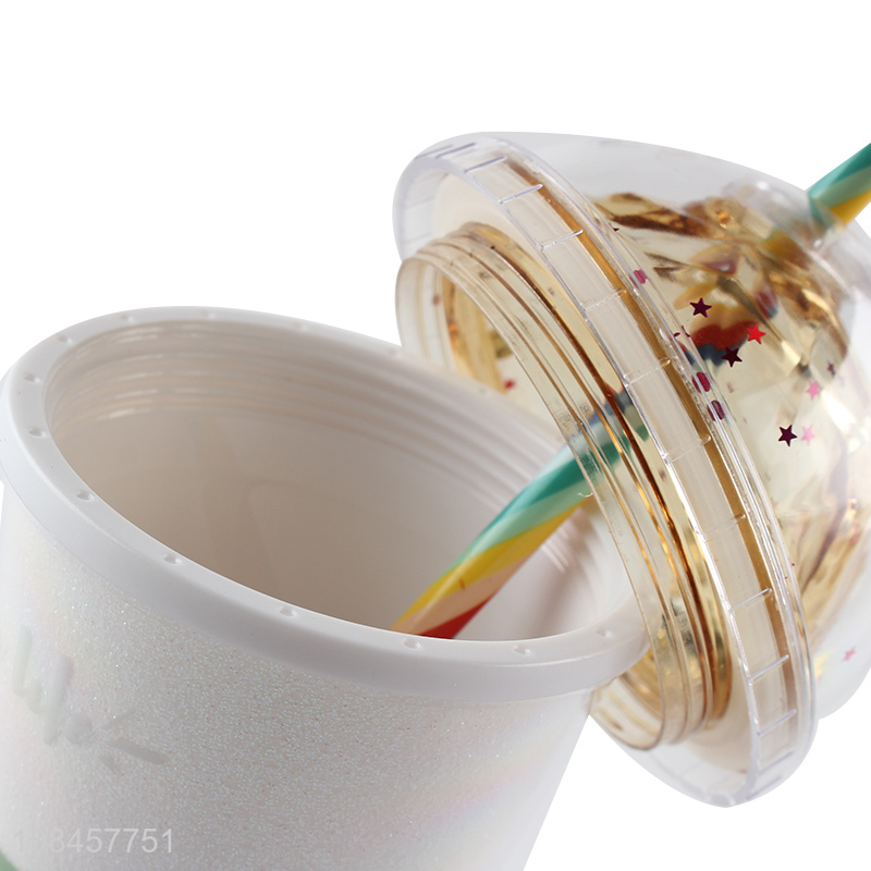 High quality double walled water tumblers drinking cup with straw & lid