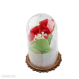 Yiwu market decorative artificial flower with clear glass cover