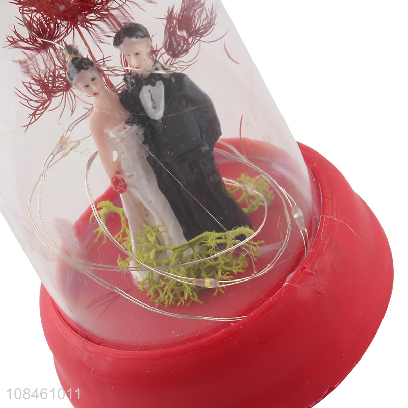 Hot selling glass cover tabletop ornaments for valentine gifts