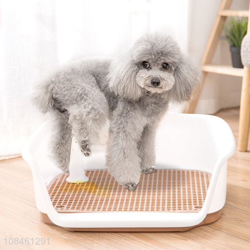 Wholesale indoor dog potty tray dog toilet with removable post and walls