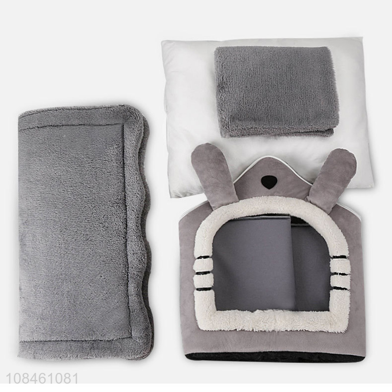 Wholesale cottage house shaped pet bed foldable comfortable dog house