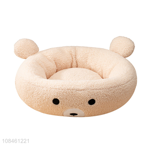 Good quality cartoon bear design imitation lamb wool <em>cat</em> <em>bed</em> pet nest