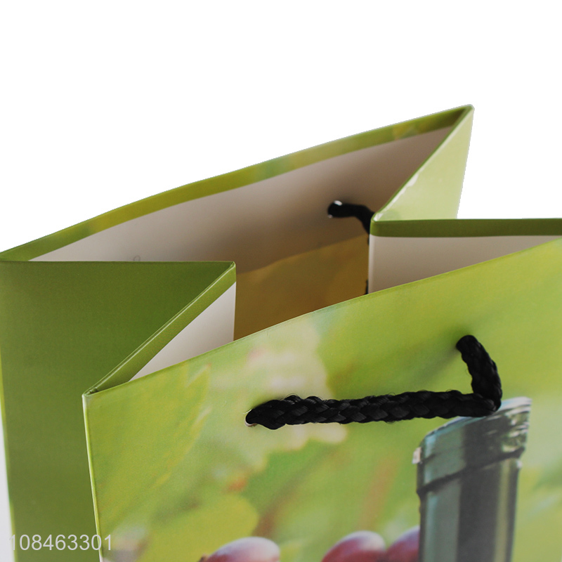 Factory price paper wine bottle packaging bag with handles