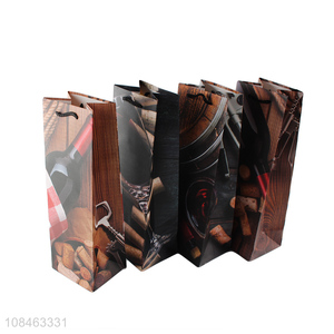 China wholesale gifts packaging wine bottle bag with handles