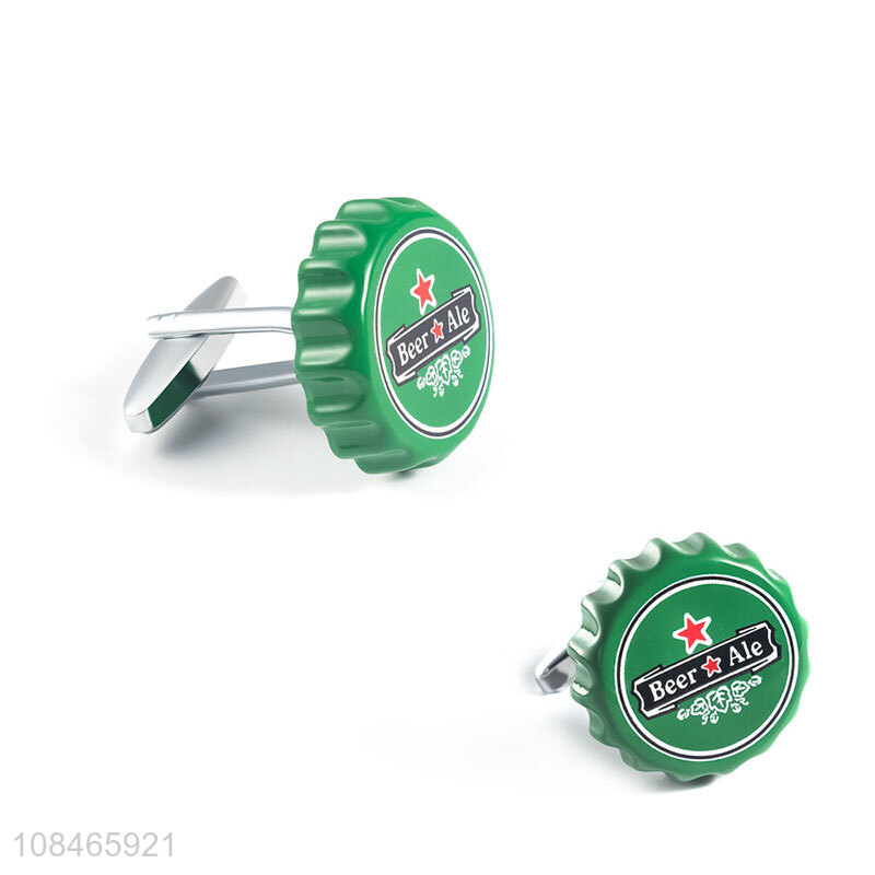 High quality fun bottle cap shaped business suit cufflinks