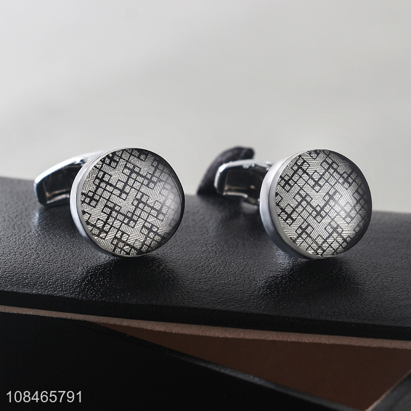 Cheap price round epoxy enamel metal cufflinks