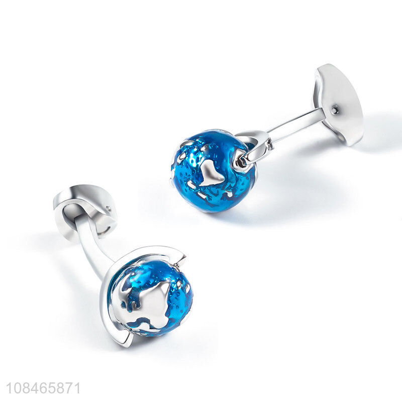 Good quality fashion rotatable earth metal cufflinks