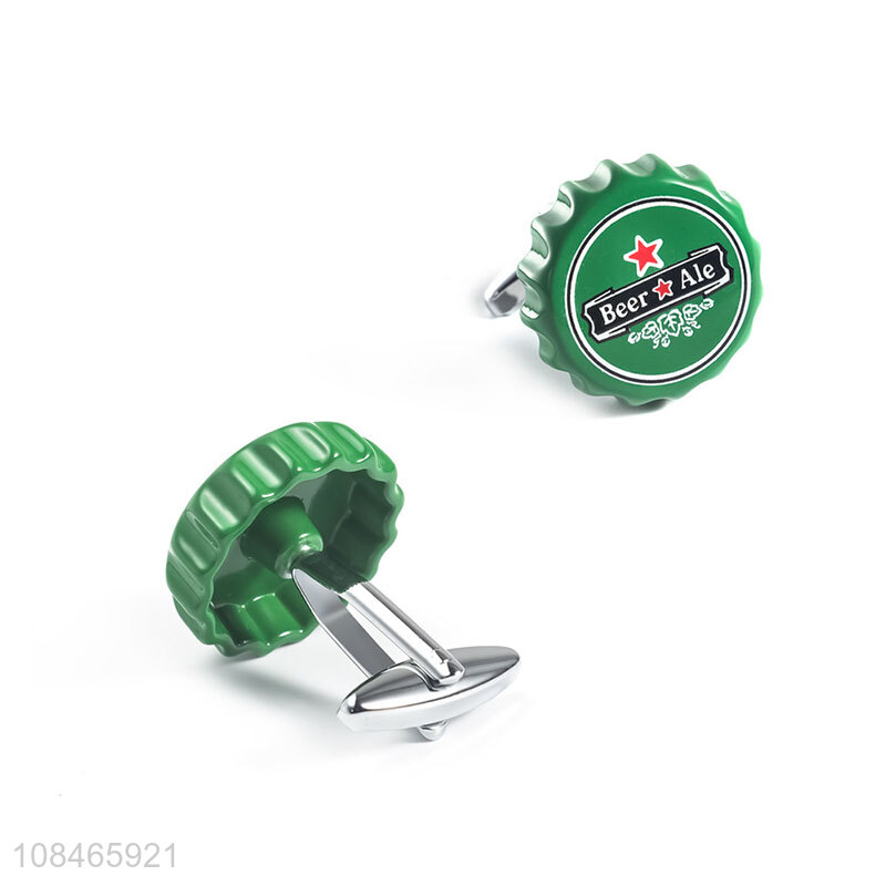 High quality fun bottle cap shaped business suit cufflinks