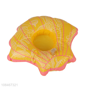 Popular product shell shaped inflatable floating cup holder water fun toy