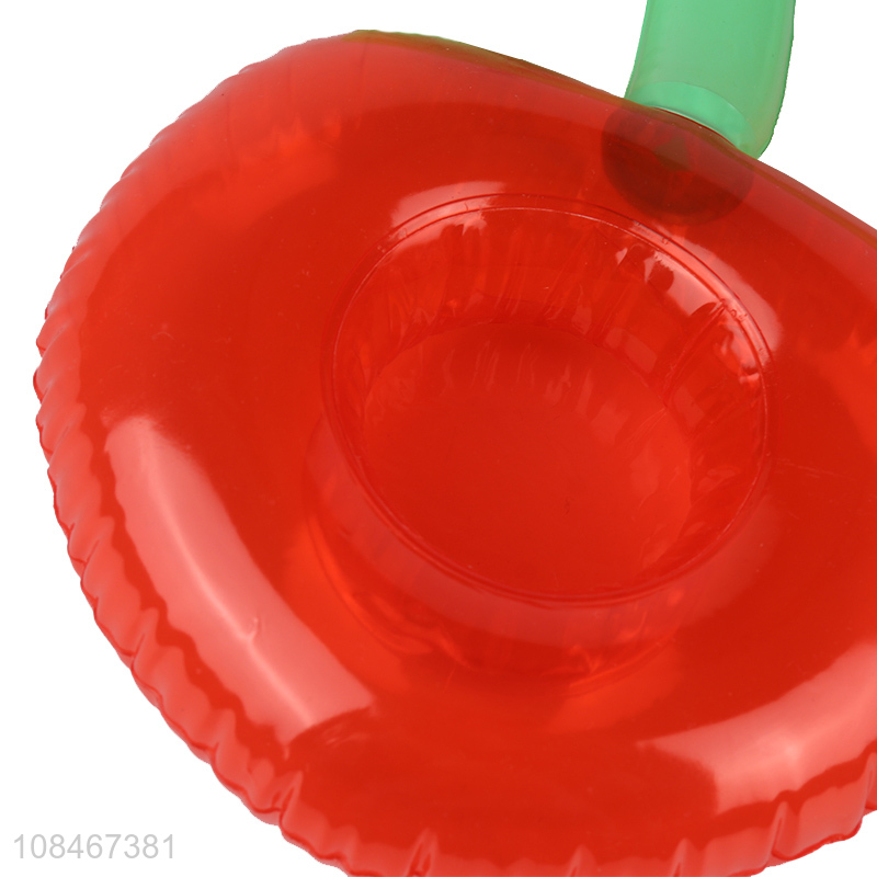 Hot selling cherry shaped inflatable floating cup holder water fun toy
