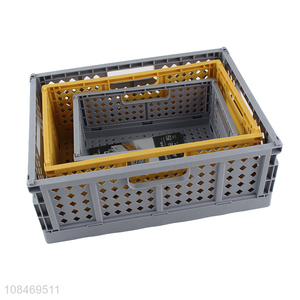 Top quality plastic space saving storage basket with handle
