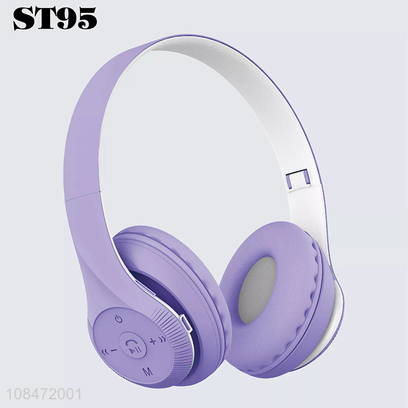 Wholesale 5.0 macaron color foldable wireless headset bluetooth music headphone