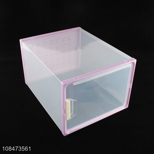Factory supply transparent stackable foldable plastic shoe box wholesale