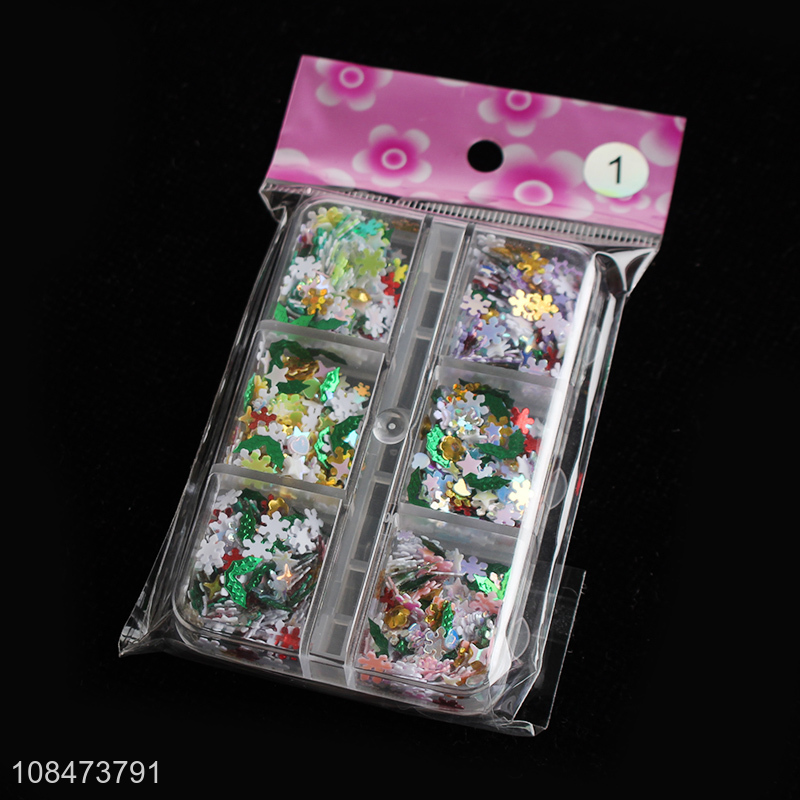Hot selling christmas snowflake mixed nail sequins