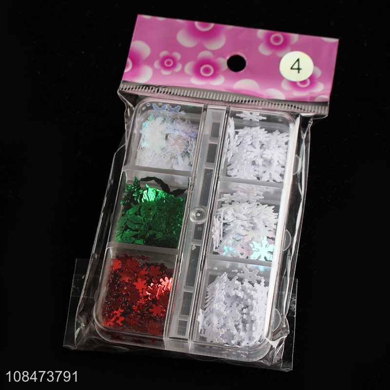 Hot selling christmas snowflake mixed nail sequins