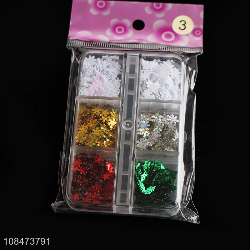 Hot selling christmas snowflake mixed nail sequins