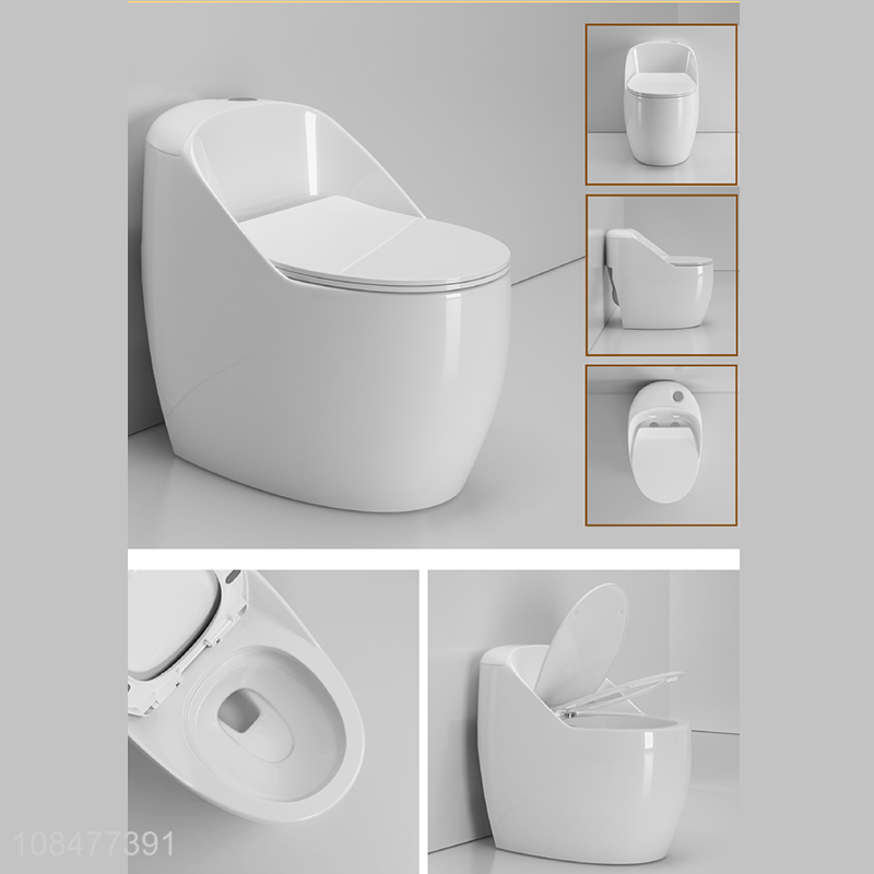 Wholesale 300/400mm 3/6L upper-pressing one piece siphonic flush egg shaped toilet