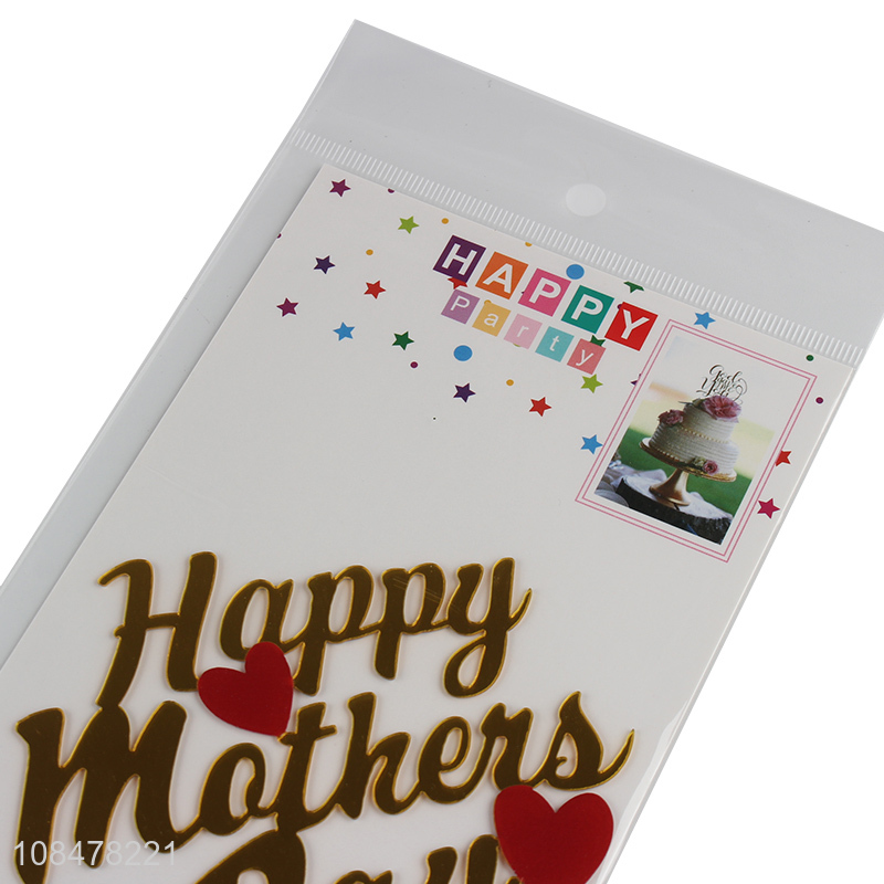 Wholesale happy mother's day cake topper acrylic cupcake topper picks