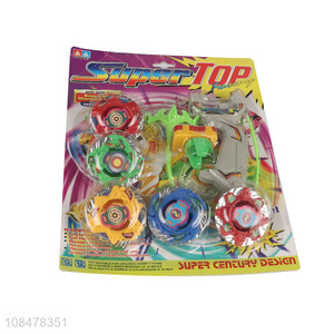 Wholesale kids battling top game toy with 4 spinning tops 1 launcher