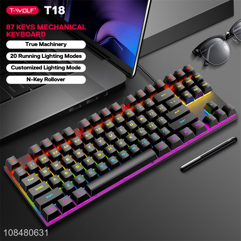 Hot selling 87 keys wired RGB backlight anti-ghosting mechanical keyboard