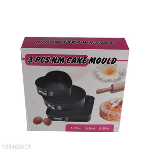 Factory price black 3pieces household baking cake mould tools