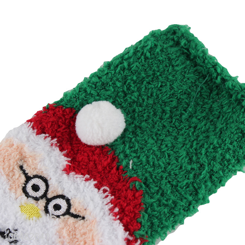 Wholesale winter women socks thick fuzzy coral fleece Christmas socks