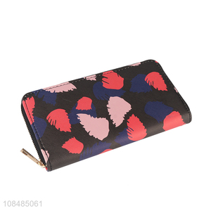 Wholesale trendy ladies pu leather purse women long wallet pouch