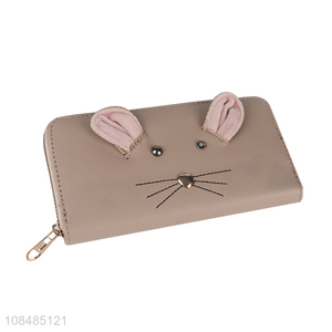 Wholesale cute animal shaped pu leather long wallets with zipper