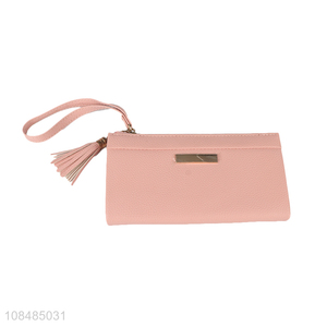 Good quality pu leather wristlet handbag large wallet for women