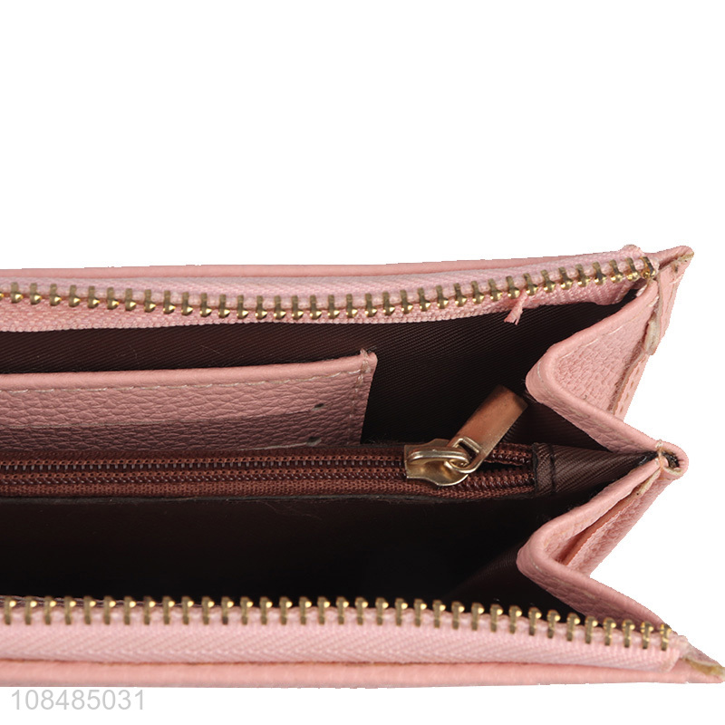 Good quality pu leather wristlet handbag large wallet for women