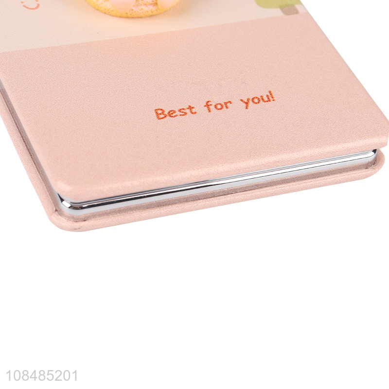 Wholesale portable pu leather makeup mirror folding pocket mirror