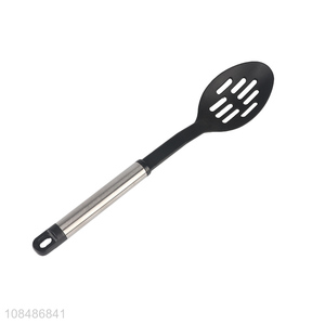 Hot selling kitchen stainless steel handle slotted ladle wholesale
