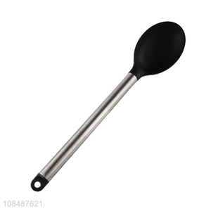 Factory price heat resistant silicone soup ladle with stainless steel handle