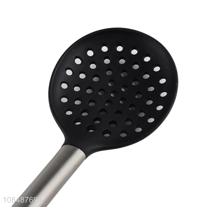 Wholesale silicone slotted skimmer slotted spoon with stainless steel handle
