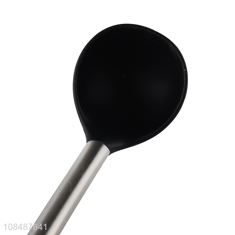 Wholesale long metal handle silicone soup ladle kitchen cooking tools