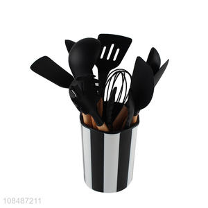 Wholesale 12pcs food grade silicone kitchen utensil set with wooden handle