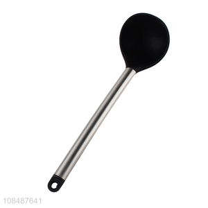 Wholesale long metal handle silicone soup ladle kitchen cooking tools