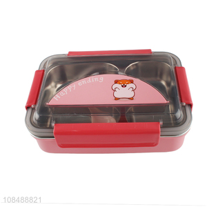 Hot products cartoon children stainless steel lunch box with spoon