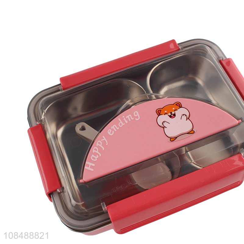 Hot products cartoon children stainless steel lunch box with spoon