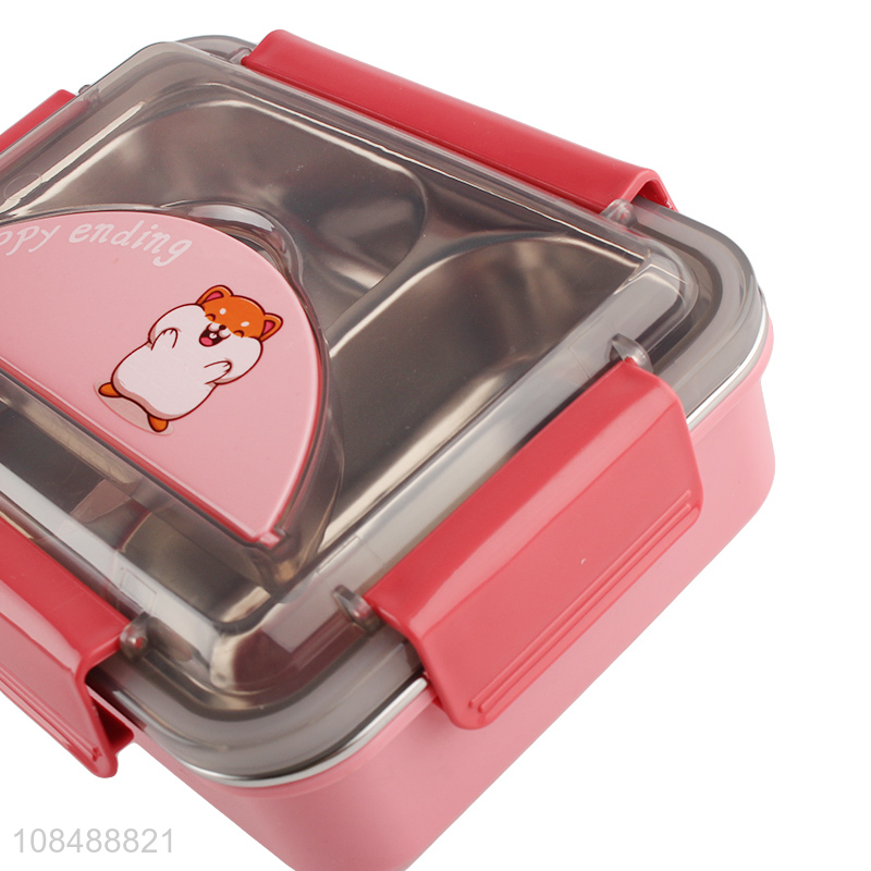 Hot products cartoon children stainless steel lunch box with spoon