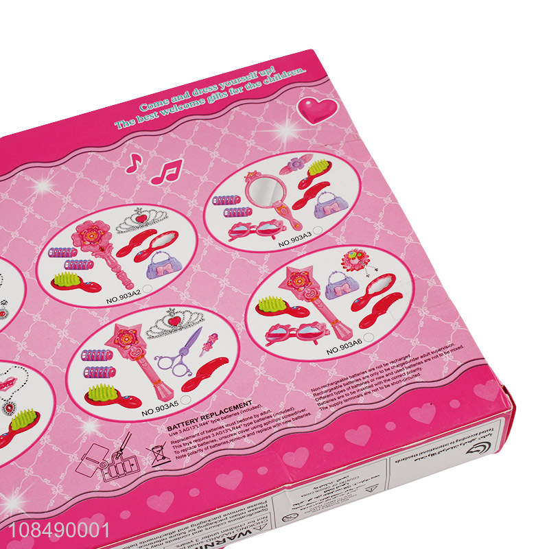 Factory price electric music flash mirror girls toy set
