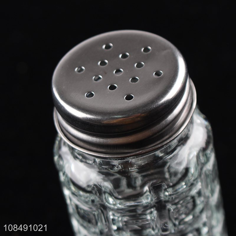 High quality glass spice salt pepper shaker with stainless steel lid