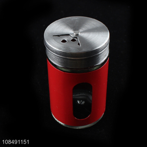 Good quality glass spice dispenser salt pepper shaker with metal lid