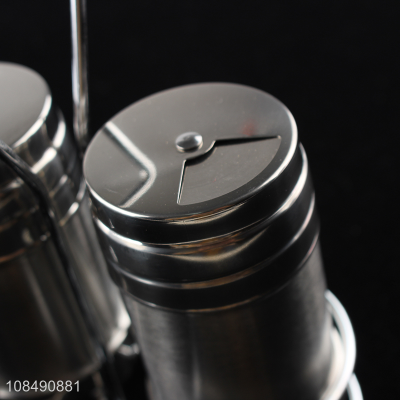Wholesale glass salt and pepper shakers set with storage holder
