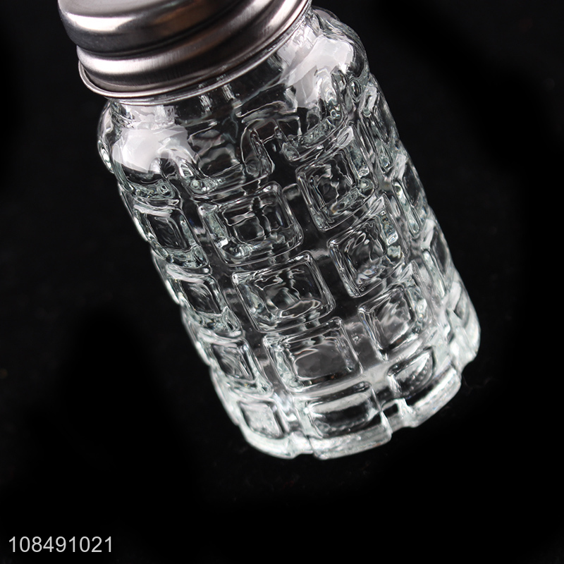 High quality glass spice salt pepper shaker with stainless steel lid