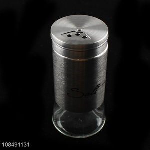 Good quality glass salt pepper spice shaker with stainless steel lid