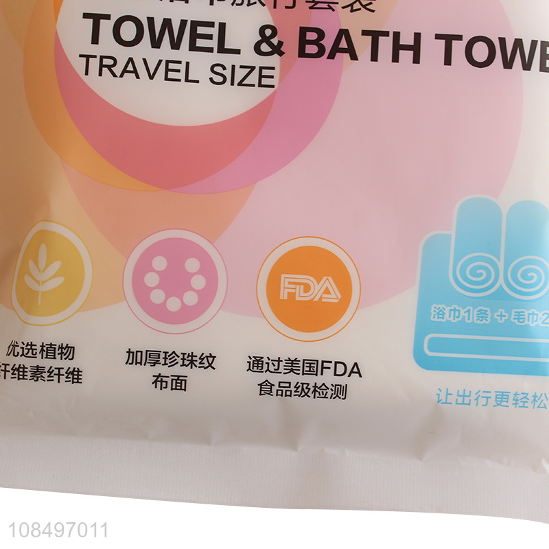 Wholesale portable skin-friendly non-woven face towel and bath towel kit
